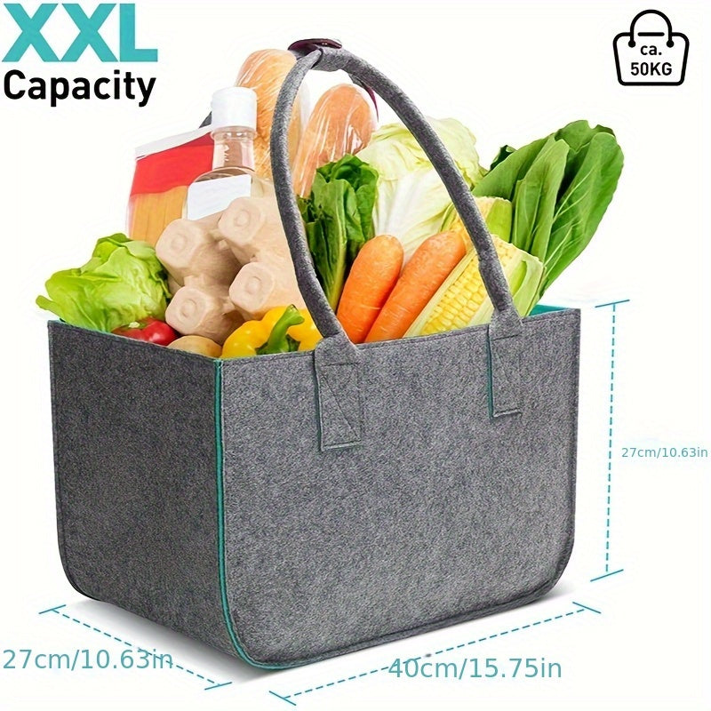 Gray Felt Tote Bag Made of Non-Woven Fabric, Perfect for Shopping And Carrying Groceries, Shelf Baskets