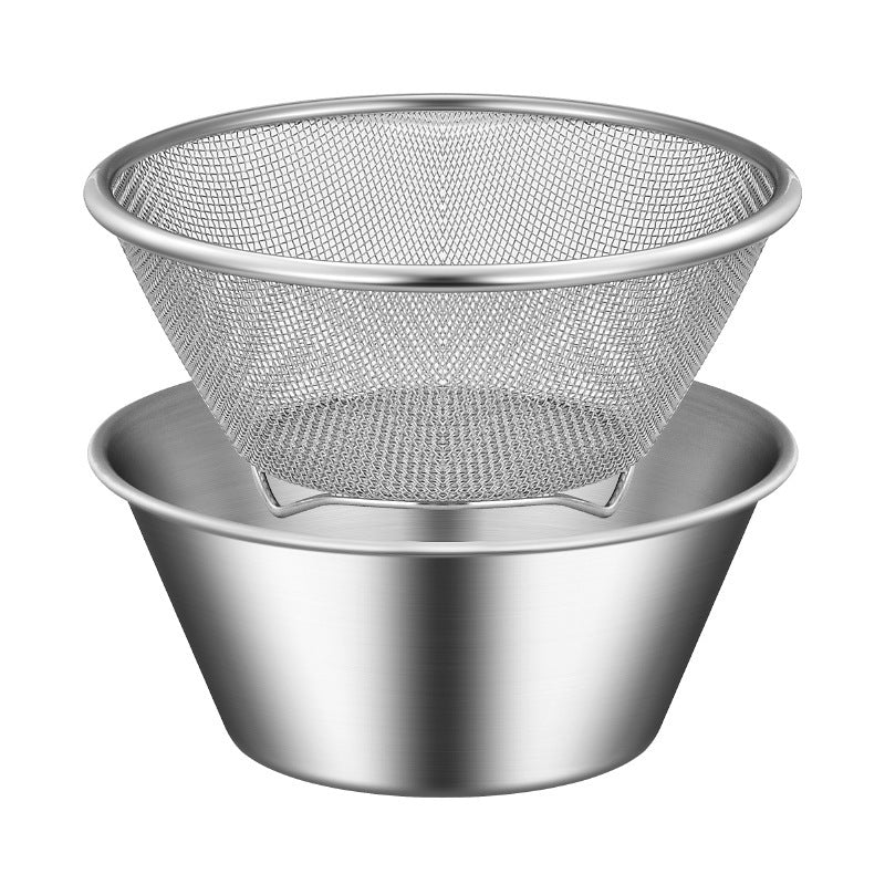 Small Filter Baskets Faridabio 2pcs 304 Stainless Steel Mini Drainage Basket & Bowl Set | Small Filter Baskets for Washing Veggies, Rice | Perfect Kitchen Gadgets