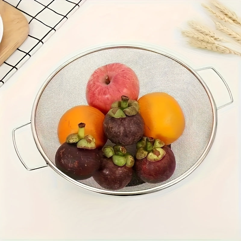 3pcs Stainless steel leak basket, fine mesh filter with handle, metal drain basket, suitable for pasta, vegetables, rice, fruits, kitchen essentials