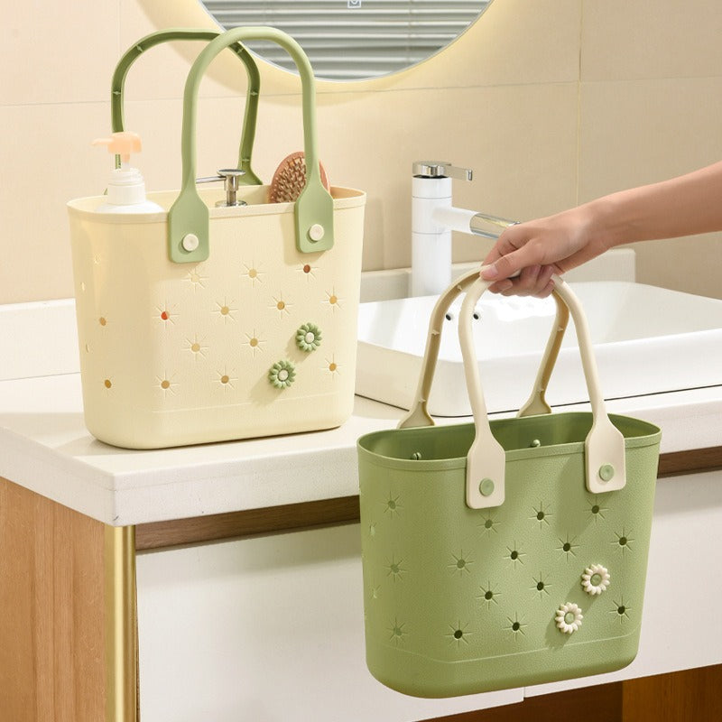 Ventilated Drainage Shower Basket, Portable Bath Organizer for College Dorm, Lightweight Grocery Tote, Shelf Baskets