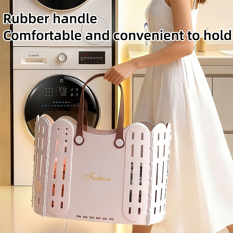 Bathroom and Toilet Basket Foldable Multi-purpose Storage Basket | Hand-carried, Laundry Hamper, Shopping, Toy Storage | Large-capacity, No Assembly
