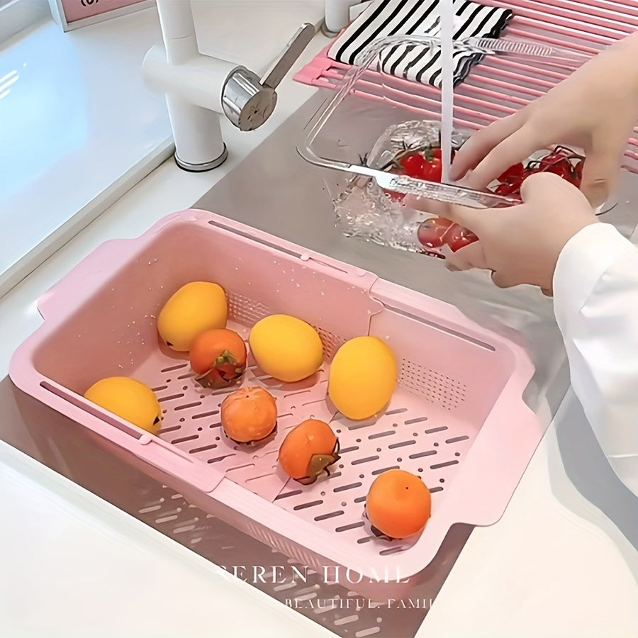 Adjustable Sink Filter 2pcs Set, Adjustable Plastic Sink Filter Basket - Expandable Kitchen Drain Rack with Handle, Durable Dishwashing And Waste Filter Solutions for Modern Kitchens