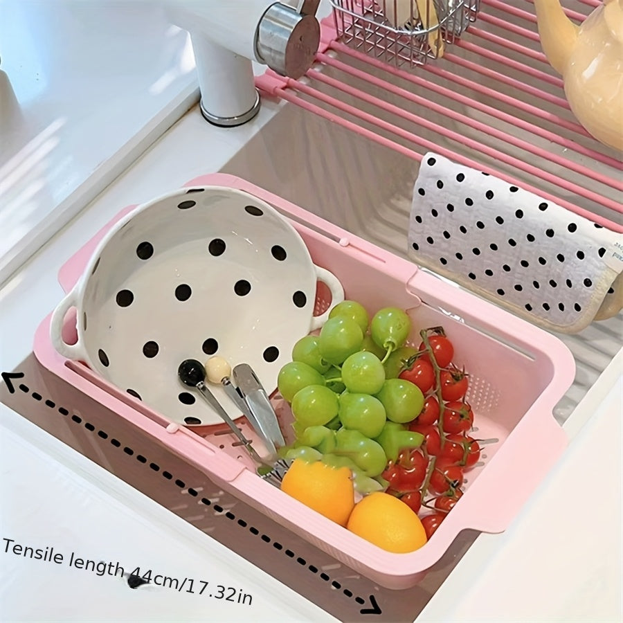 Adjustable Sink Filter 2pcs Set, Adjustable Plastic Sink Filter Basket - Expandable Kitchen Drain Rack with Handle, Durable Dishwashing And Waste Filter Solutions for Modern Kitchens