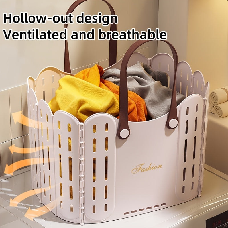 Bathroom and Toilet Basket Foldable Multi-purpose Storage Basket | Hand-carried, Laundry Hamper, Shopping, Toy Storage | Large-capacity, No Assembly