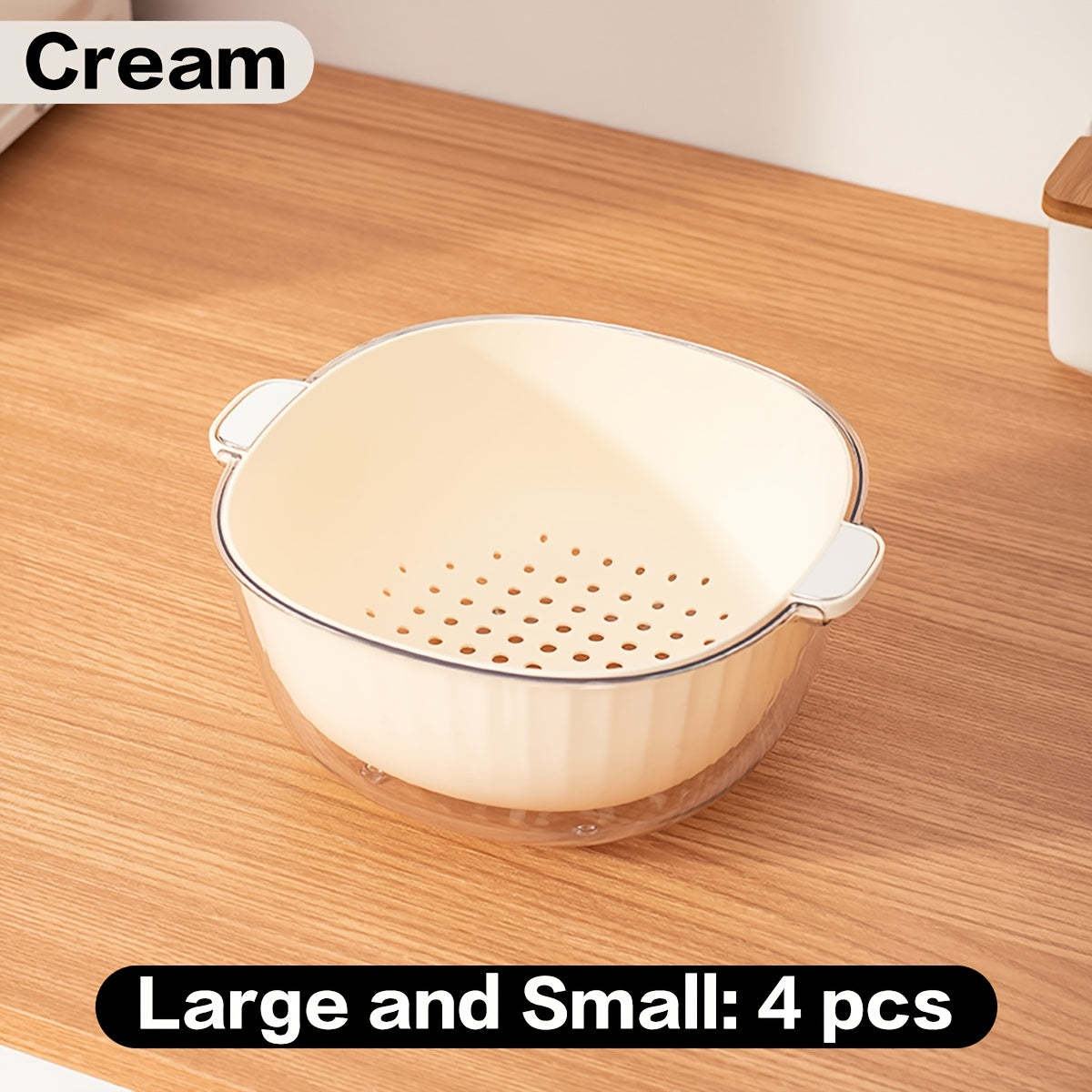 Set of 2 \u002F Set of 4 Multifunctional Plastic Draining Baskets (Kitchen Drip Washing Vegetable Baskets, Fruit Baskets), Suitable for Washing Vegetables And Fruits in The Kitchen