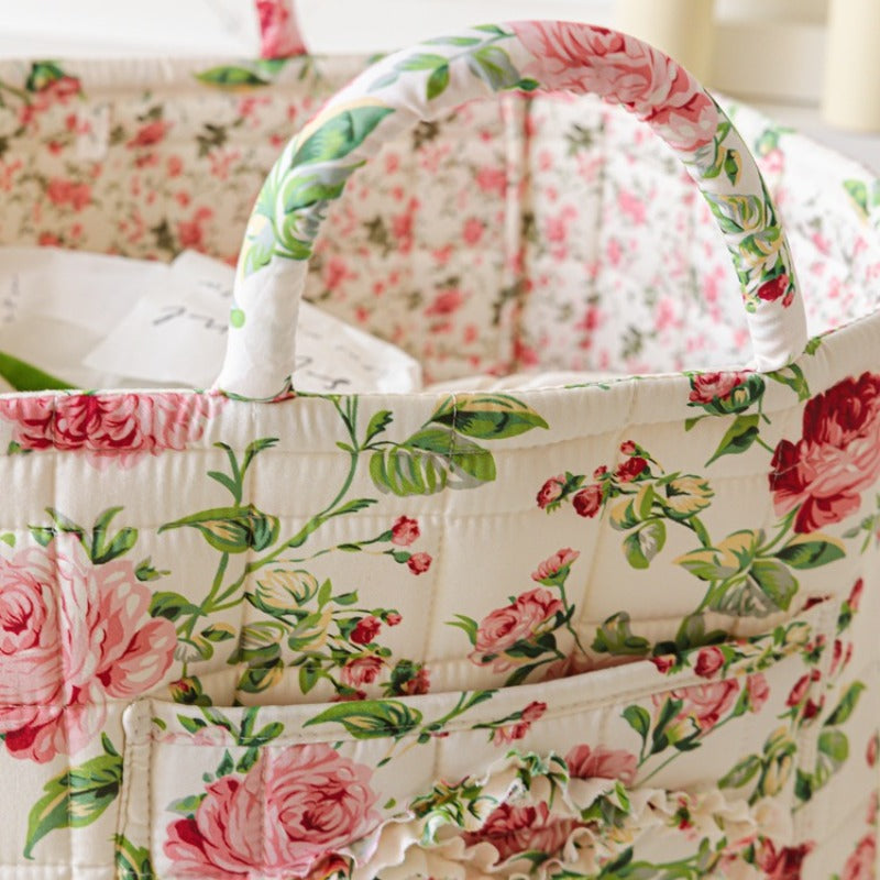 2pcs Floral Laundry Hamper - Stylish, Large-Capacity & Foldable Storage Basket for Home Use (Also for Garbage), Suitable for Storing Toys & Snacks, and Ideal as a Shopping Basket for Daily Grocery Runs, Laundry Baskets