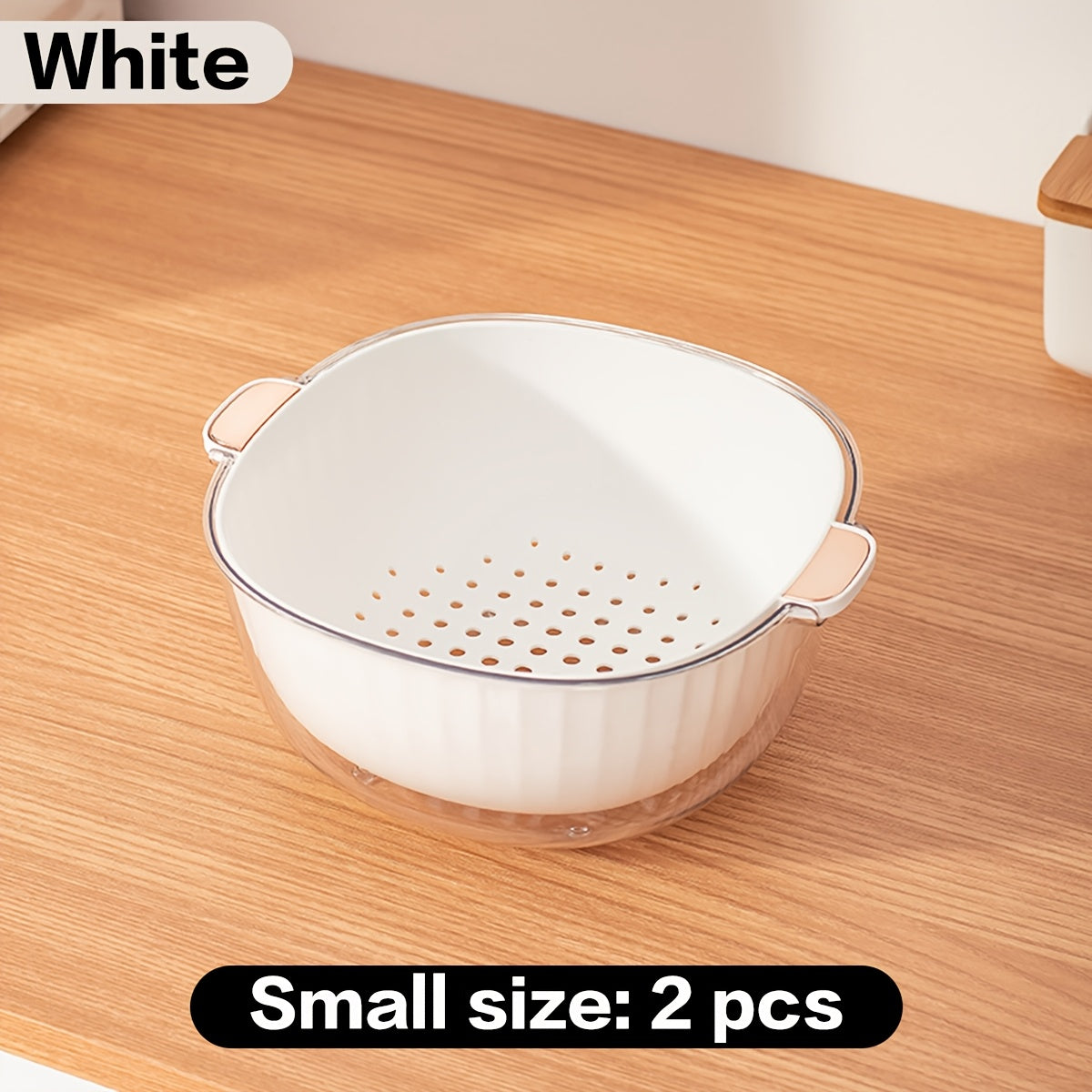 Set of 2 \u002F Set of 4 Multifunctional Plastic Draining Baskets (Kitchen Drip Washing Vegetable Baskets, Fruit Baskets), Suitable for Washing Vegetables And Fruits in The Kitchen