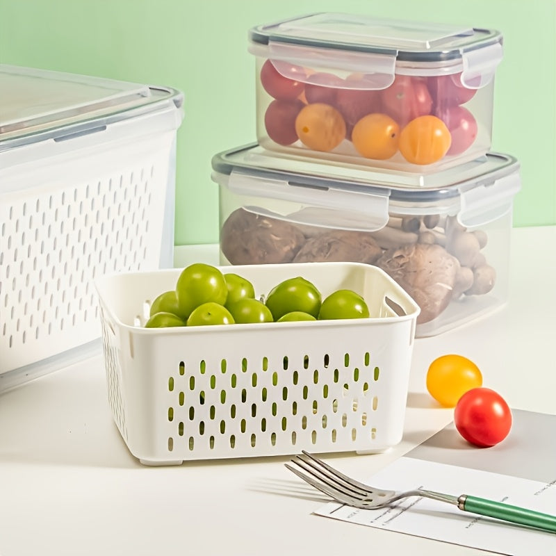 New Multifunctional Double-Layer Storage & Fresh-Keeping Basket with Draining Function, Suitable for Storing Various Ingredients And Fruits A Versatile Kitchen Fresh-Keeping Container, Sealed Box And Fruit Storage Box