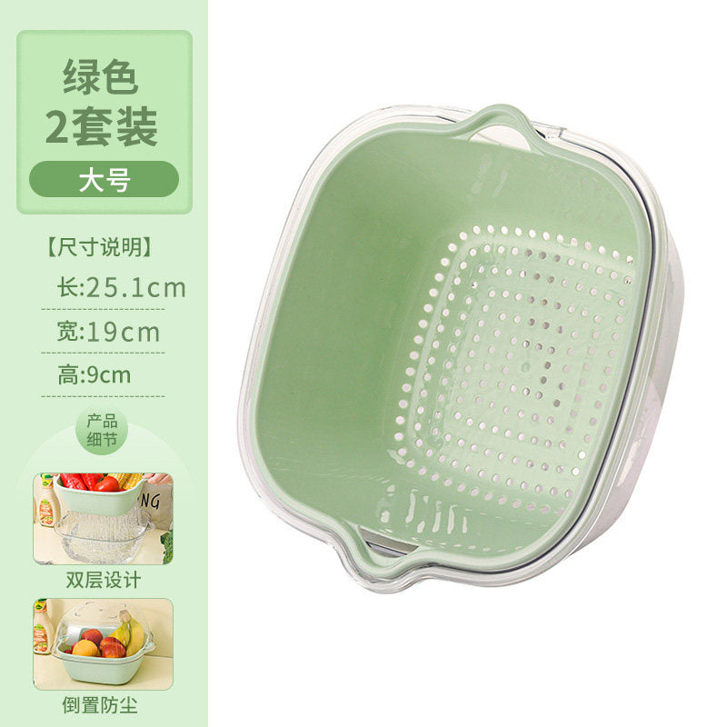 Double-layer Vegetable Basin, Drain Basket, Kitchen, Living Room, Fruit Washing, Water Filtration Artifact, Vegetable Basket Storage, Multi-functional Fruit Plate