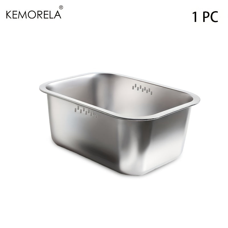 1\u002F2pcs KEMORELA 304 Stainless Steel Dishwashing Basin\u002FDrainer Basket, Large Capacity Multi-Functional Metal Sink, Suitable for Kitchen Sinks, Can Be Used for Washing Dishes And Kitchen Accessories.