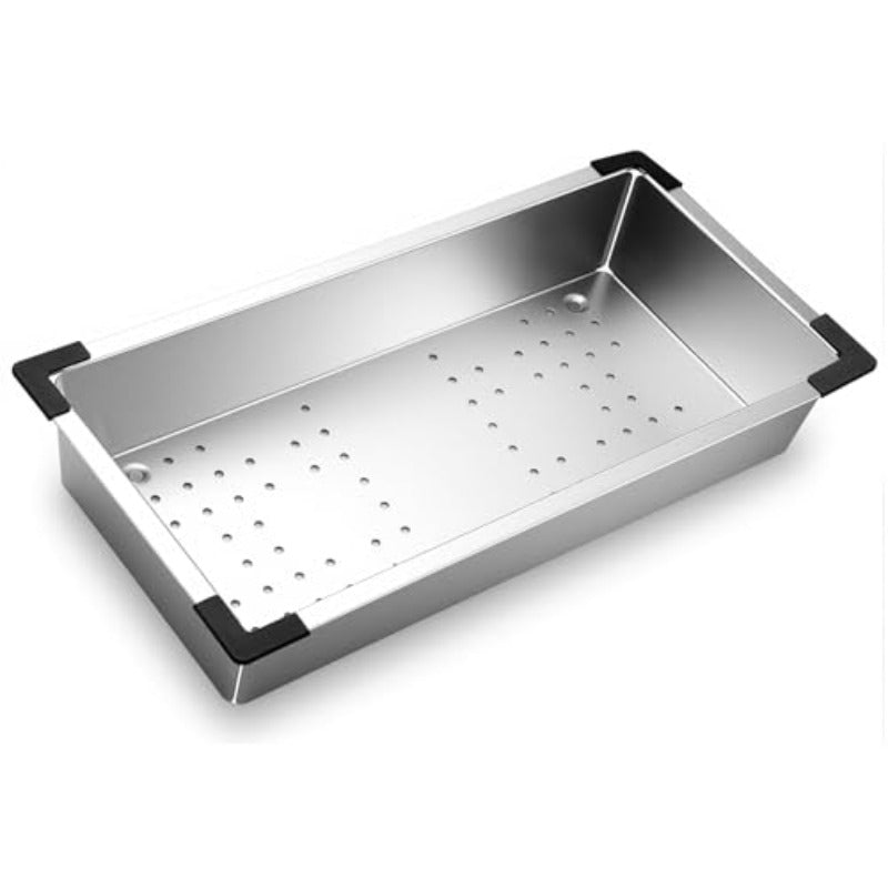 8.27 x 16.93 Inch Stainless Steel Colander | Thickened Over the Sink, Sink Strainer Basket for Washing and Draining Vegetables, Fruits, Dishes