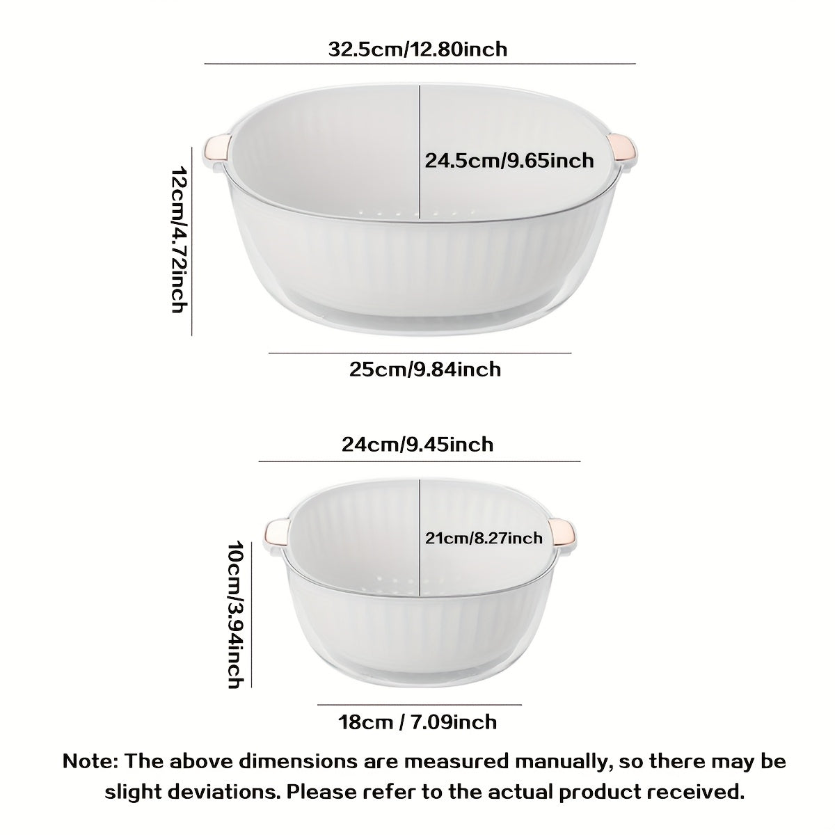 Set of 2 \u002F Set of 4 Multifunctional Plastic Draining Baskets (Kitchen Drip Washing Vegetable Baskets, Fruit Baskets), Suitable for Washing Vegetables And Fruits in The Kitchen