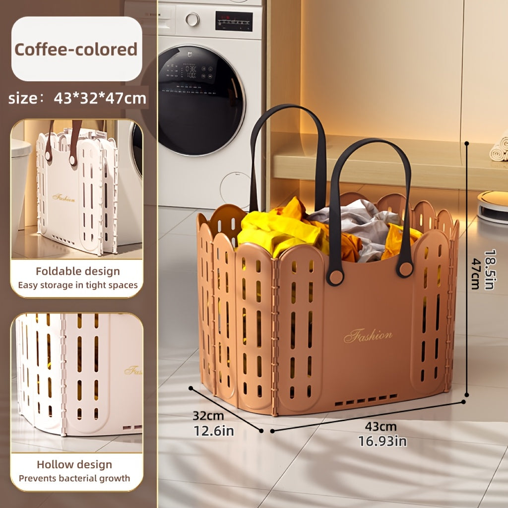 Bathroom and Toilet Basket Foldable Multi-purpose Storage Basket | Hand-carried, Laundry Hamper, Shopping, Toy Storage | Large-capacity, No Assembly
